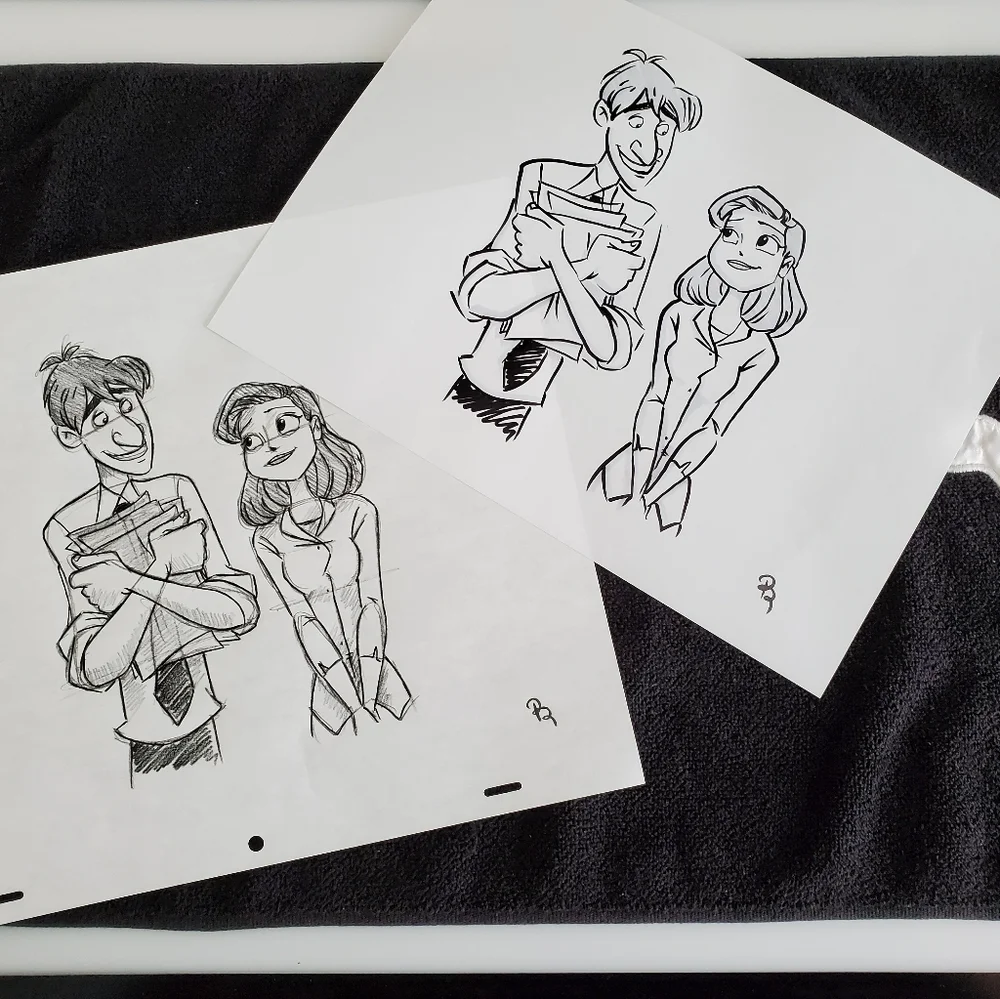 Disney Paperman character Ink and Pencil set Drawing/sketch signed animation Art - Picture 5 of 5